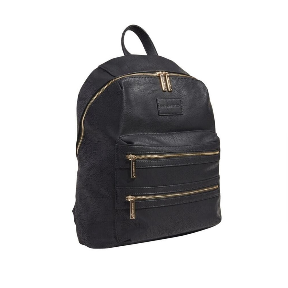 The Honest Co Black Leather diaper bag backpack